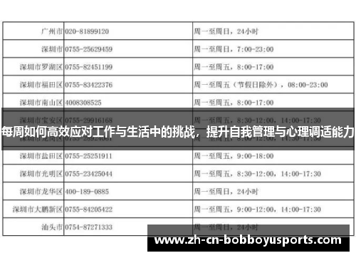 每周如何高效应对工作与生活中的挑战，提升自我管理与心理调适能力